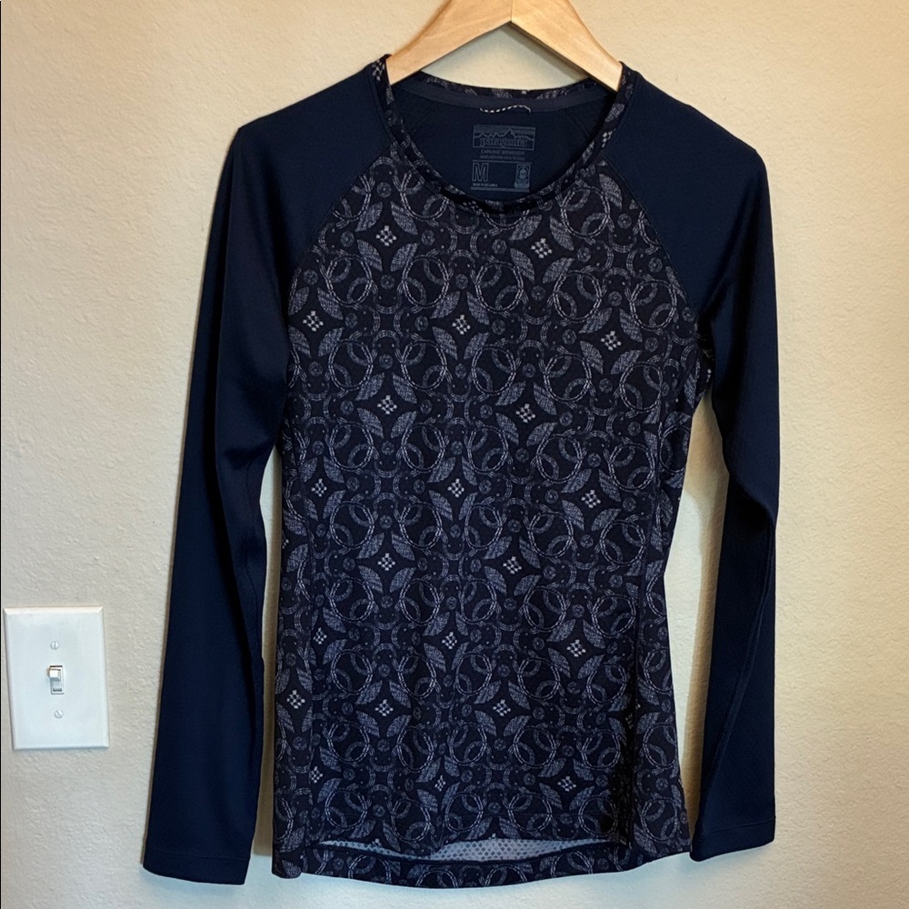 Patagonia Navy Patterned Long Sleeve Top